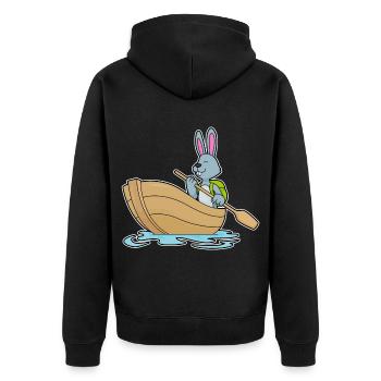 Bunny Small Boat - Unisex Premium Organic Zip Hoodie - black - Back - Nico (187cm)