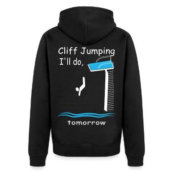 Cliff divers - Unisex Premium Organic Zip Hoodie - black - Back - Nico (187cm)