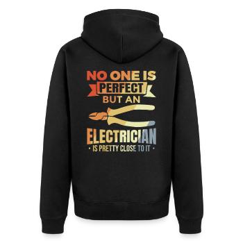 Elektriker Witz - Unisex Premium Bio Zip Hoodie - Schwarz - Hinten - Nico (187cm)