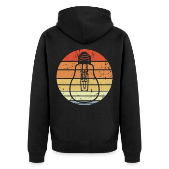 Vintage Glühbirne - Unisex Premium Bio Zip Hoodie - Schwarz - Hinten - Nico (187cm)