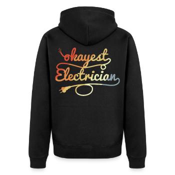 Electrician joke - Unisex Premium Organic Zip Hoodie - black - Back - Nico (187cm)