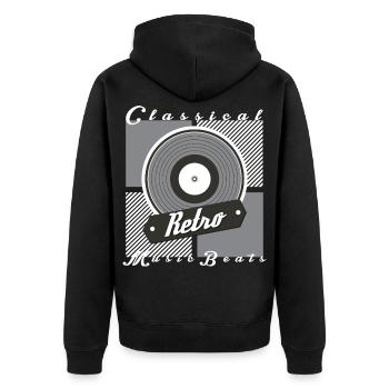 Retro Musik - Unisex Premium Bio Zip Hoodie - Schwarz - Hinten - Nico (187cm)