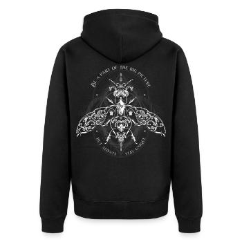 Insekten Muster Psychedelisch Bug Pattern - Unisex Premium Bio Zip Hoodie - Schwarz - Hinten - Nico (187cm)