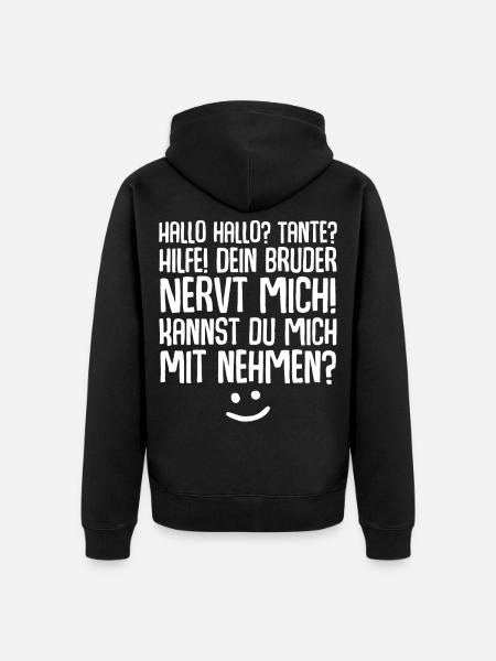 Tante Nichte Neffe - Unisex Premium Bio Zip Hoodie - Schwarz