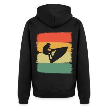 Jetski - Unisex Premium Bio Zip Hoodie - Schwarz - Hinten - Nico (187cm)