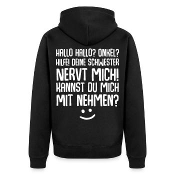 Onkel Nichte Neffe - Unisex Premium Bio Zip Hoodie - Schwarz - Hinten - Nico (187cm)