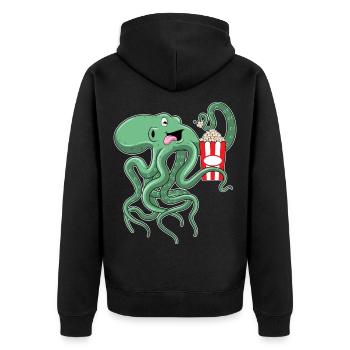 Octopus Popcorn - Unisex Premium Organic Zip Hoodie - black - Back - Nico (187cm)
