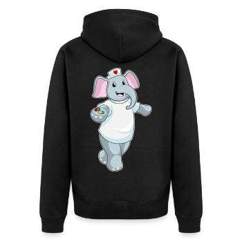 Elefant Krankenschwester Medizin - Unisex Premium Bio Zip Hoodie - Schwarz - Hinten - Nico (187cm)