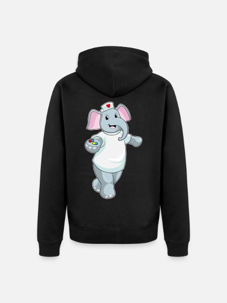 Médecine infirmière éléphant - Veste à capuche bio Premium Unisexe - noir