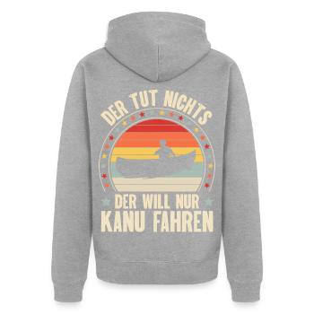 Kanu Kanufahrer Kanufahren - Unisex Premium Bio Zip Hoodie - Grau meliert - Hinten - Nico (187cm)