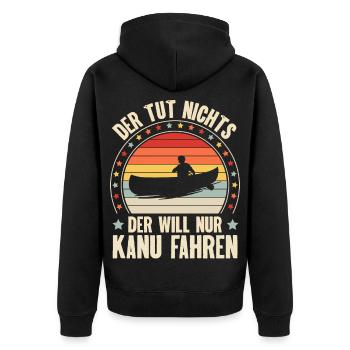 Kanu Kanufahrer Kanufahren - Unisex Premium Bio Zip Hoodie - Schwarz - Hinten - Nico (187cm)