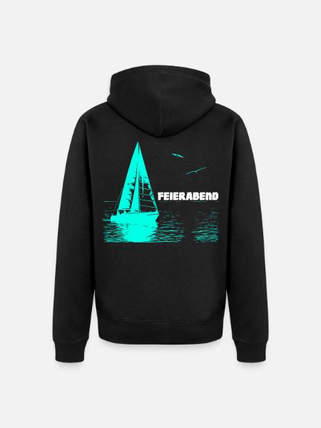 Feierabend Segelboot und 2 Möwen - Unisex Premium Bio Zip Hoodie - Schwarz