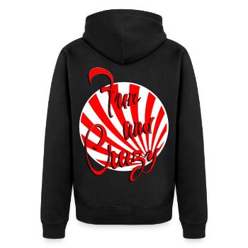 fun and crazy red white striped - Unisex Premium Organic Zip Hoodie - black - Back - Nico (187cm)