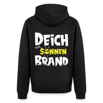 Deich und Sonnenbrand für Camping Urlaub - Unisex Premium Bio Zip Hoodie - Schwarz - Hinten - Nico (187cm)