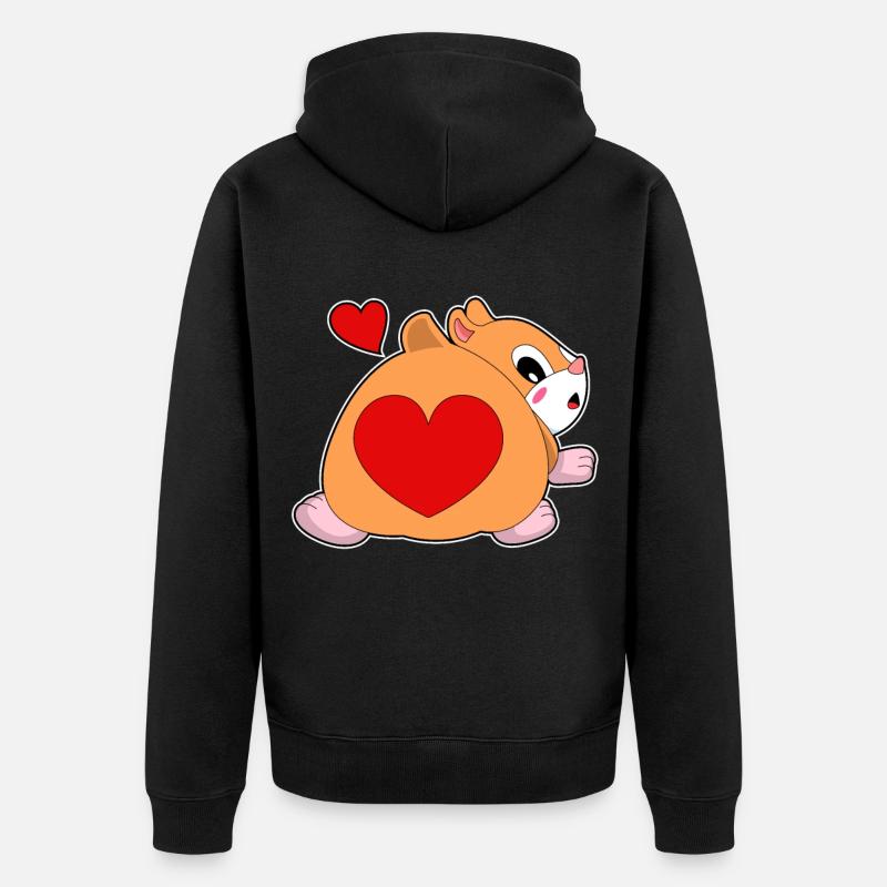 Hamster avec cœur - Veste à capuche bio Premium Unisexe - noir