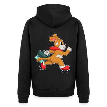 Hund Rollschuhfahren Rollschuhe - Unisex Premium Bio Zip Hoodie - Schwarz - Hinten - Nico (187cm)