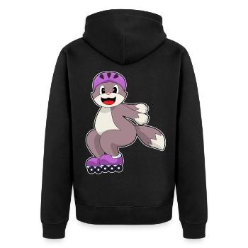 Cat Roller Skating Roller Skates - Unisex Premium Organic Zip Hoodie - black - Back - Nico (187cm)