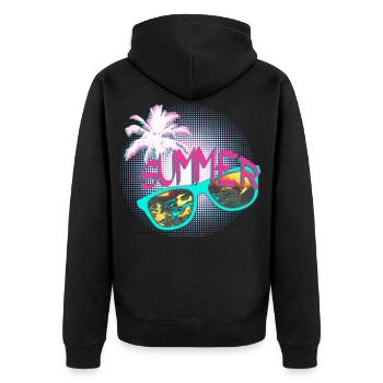 Sunglasses Palm Summer Party pink mint - Unisex Premium Organic Zip Hoodie - black - Back - Nico (187cm)