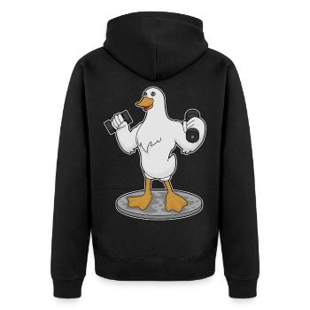Dumbbells Bodybuilding Canard - Veste à capuche bio Premium Unisexe - noir - Dos - Nico (187cm)
