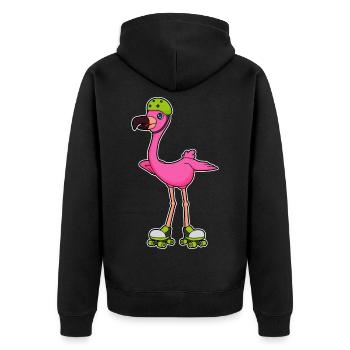 Flamingo Rollschuhfahren Rollschuhe - Unisex Premium Bio Zip Hoodie - Schwarz - Hinten - Nico (187cm)