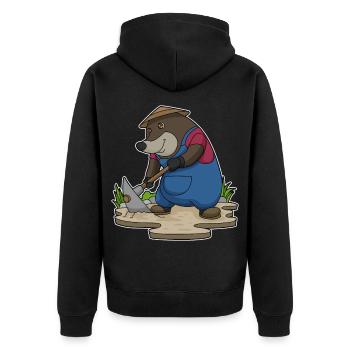 Maulwurf Landwirt Spitzhacke Bauernhof - Unisex Premium Bio Zip Hoodie - Schwarz - Hinten - Nico (187cm)