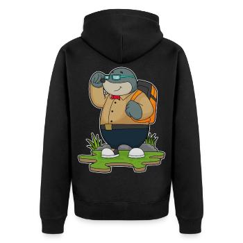 Mole Wanderer Backpack Hiking - Unisex Premium Organic Zip Hoodie - black - Back - Nico (187cm)