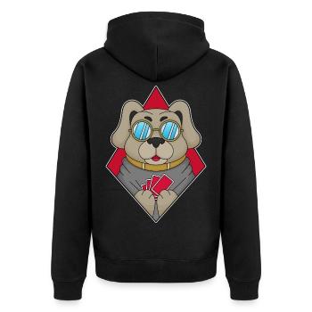 Hund Poker Pokerkarten - Unisex Premium Bio Zip Hoodie - Schwarz - Hinten - Nico (187cm)