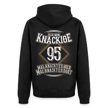 95. Geburtstag Lustig Geschenk - Unisex Premium Bio Zip Hoodie - Schwarz - Hinten - Nico (187cm)