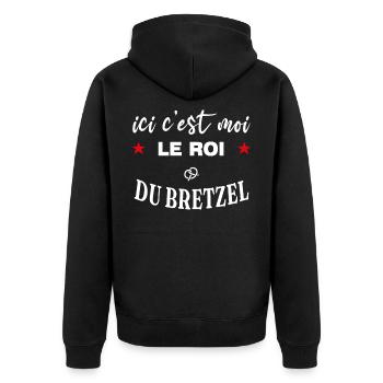 Ici c'est moi le roi du bretzel spécialité Alsace - Veste à capuche bio Premium Unisexe - noir - Dos - Nico (187cm)