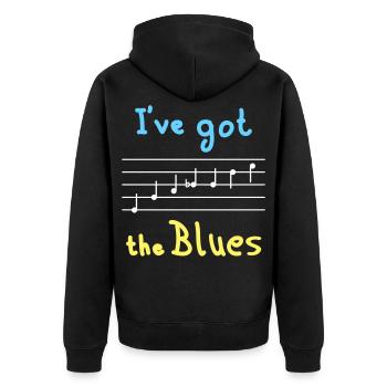 Blues Scale in E - bright - Unisex Premium Organic Zip Hoodie - black - Back - Nico (187cm)