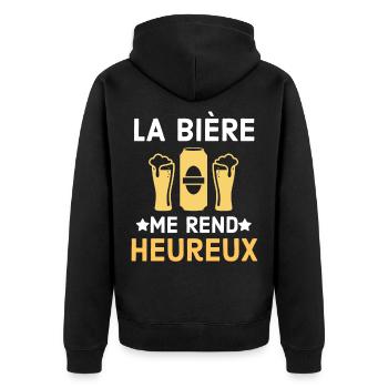 La bière me rend heureux 1 - Veste à capuche bio Premium Unisexe - noir - Dos - Nico (187cm)
