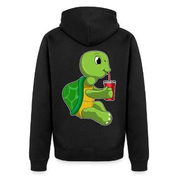 Schildkröte Becher to go - Unisex Premium Bio Zip Hoodie - Schwarz - Hinten - Nico (187cm)