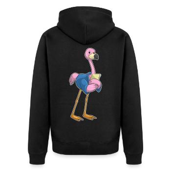 Flamingo Sekretärin Büro - Unisex Premium Bio Zip Hoodie - Schwarz - Hinten - Nico (187cm)