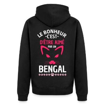 Humour chat BENGAL 1 - Veste à capuche bio Premium Unisexe - noir - Dos - Nico (187cm)