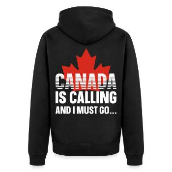 Kanada - Unisex Premium Bio Zip Hoodie - Schwarz - Hinten - Nico (187cm)