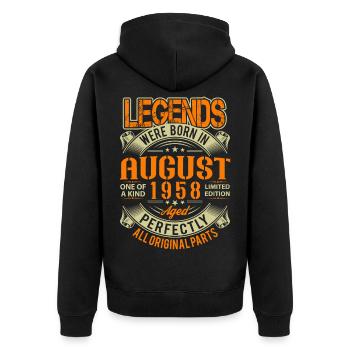1958 August Geburtstag Legende - Unisex Premium Bio Zip Hoodie - Schwarz - Hinten - Nico (187cm)
