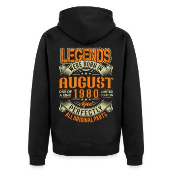 1980 August Geburtstag Legende - Unisex Premium Bio Zip Hoodie - Schwarz - Hinten - Nico (187cm)