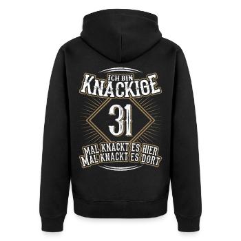 31. Geburtstag Lustig Geschenk - Unisex Premium Bio Zip Hoodie - Schwarz - Hinten - Nico (187cm)