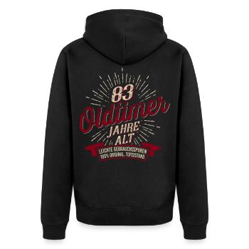 83. Geburtstag Oldtimer - Unisex Premium Bio Zip Hoodie - Schwarz - Hinten - Nico (187cm)