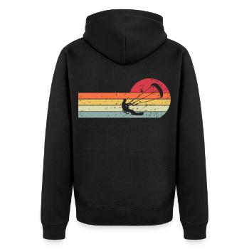 Kitesurfen Kitesurfer Kiteboard Retro Vintage - Unisex Premium Bio Zip Hoodie - Schwarz - Hinten - Nico (187cm)
