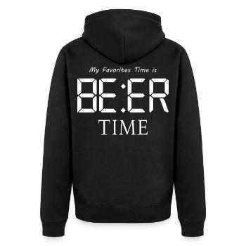 Mon moment préféré est l’heure de la bière - Veste à capuche bio Premium Unisexe - noir - Dos - Nico (187cm)