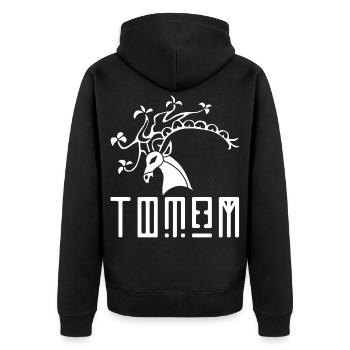 White deer animal totem - Unisex Premium Organic Zip Hoodie - black - Back - Nico (187cm)