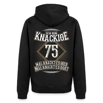 75. Geburtstag Lustig Geschenk - Unisex Premium Bio Zip Hoodie - Schwarz - Hinten - Nico (187cm)