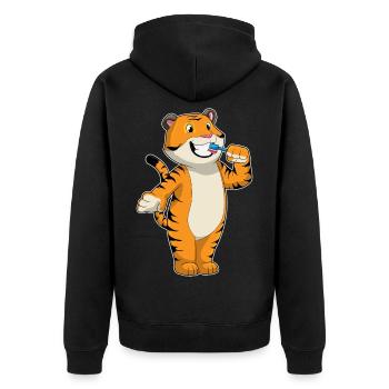 Tiger Toothbrush - Unisex Premium Organic Zip Hoodie - black - Back - Nico (187cm)