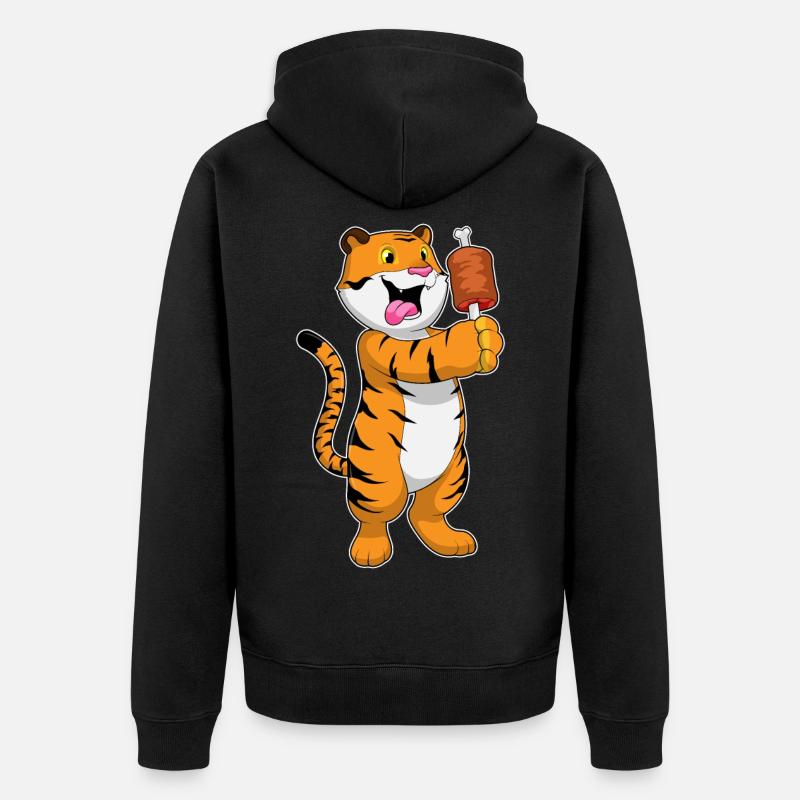 Tiger mit Fleisch - Unisex Premium Bio Zip Hoodie - Schwarz