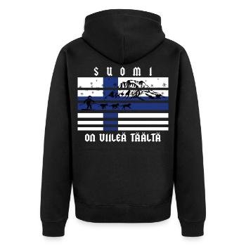 Finnland Wintersport - Unisex Premium Bio Zip Hoodie - Schwarz - Hinten - Nico (187cm)