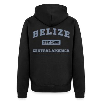 Belize Central America Est. 1492 - Unisex Premium Organic Zip Hoodie - black - Back - Nico (187cm)