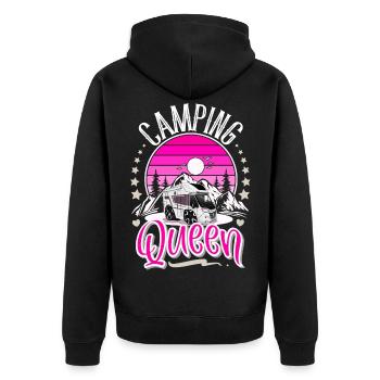 Camping Queen Camper Camping Grandma - Unisex Premium Organic Zip Hoodie - black - Back - Nico (187cm)