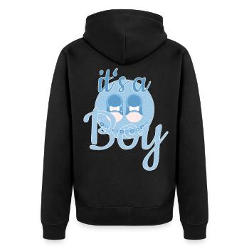 Baby Boy Geschenk - Unisex Premium Bio Zip Hoodie - Schwarz - Hinten - Nico (187cm)
