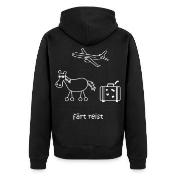 färt reist, Pferd, Reise, Urlaub, Flugzeug, reisen - Unisex Premium Bio Zip Hoodie - Schwarz - Hinten - Nico (187cm)